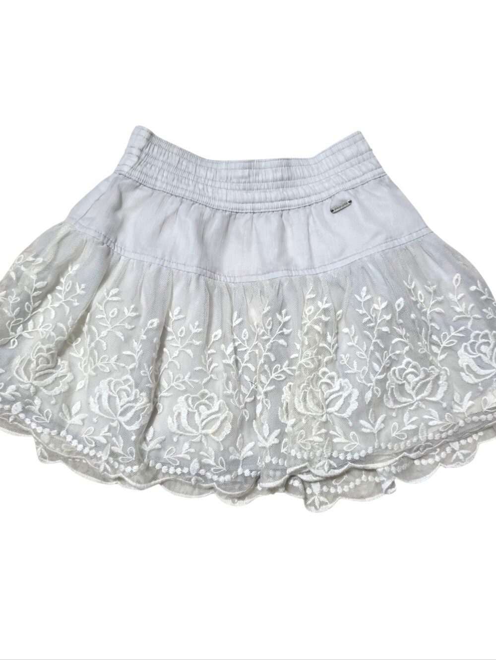 Abercrombie vintage grey blue floral embroidery tulle skirt
